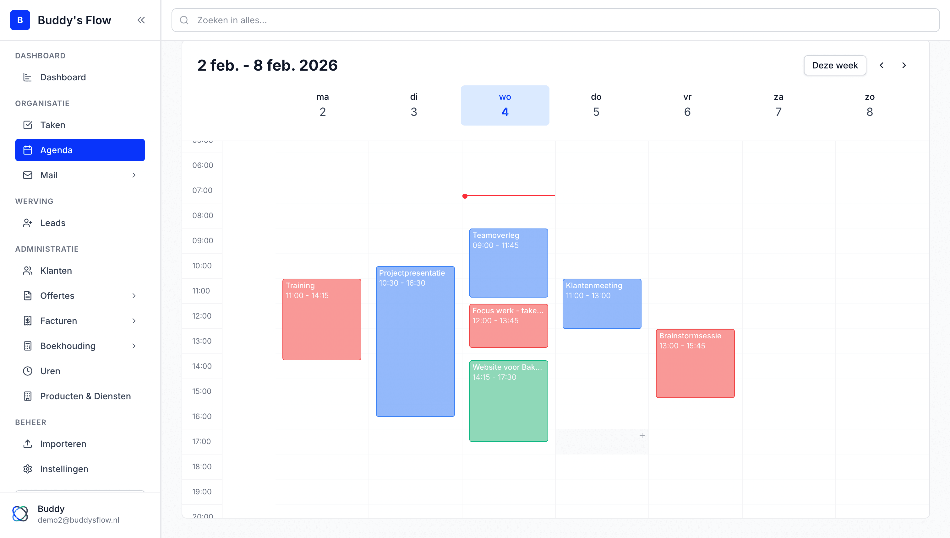 Buddy's Flow Agenda - Kalender interface